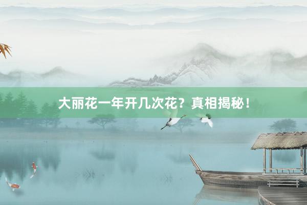 大丽花一年开几次花？真相揭秘！
